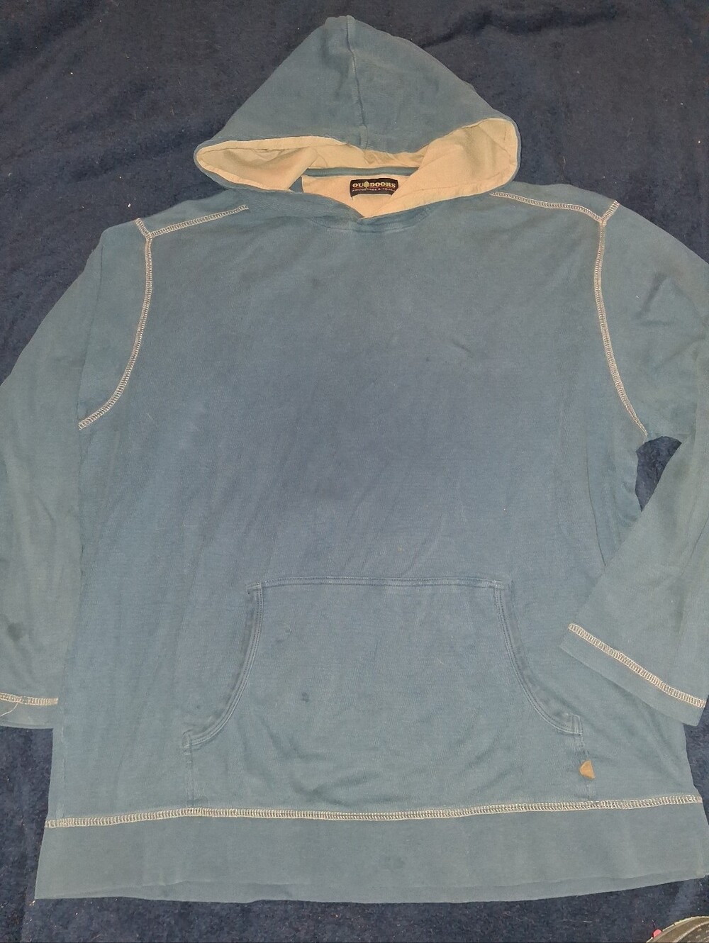Blue Hooded Pullover Shirt